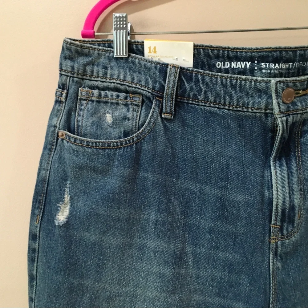 Old Navy Jeans Womens 14 Droit Straight High Rise Blue Denim Vintage High Rise - Picture 3 of 7
